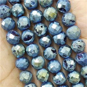green Agate Druzy beads, faceted round, approx 8mm dia [GB11367-8MM]