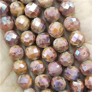 gold champagne Agate Druzy beads, faceted round, approx 6mm dia [GB11369-6MM]