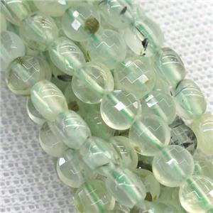 green Prehnite beads, faceted coin, approx 4mm dia [GB11371-4MM]
