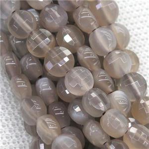 gray Moonstone beads, faceted circle, approx 4mm dia [GB11372-4MM]