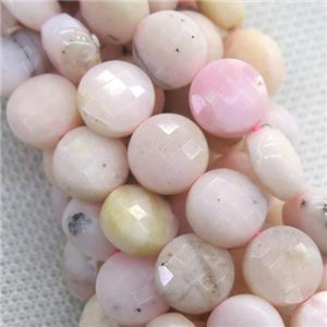 Pink Opal stone beads, faceted circle, approx 10mm dia [GB11374-10MM]
