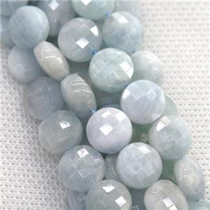 Aquamarine beads, faceted circle, approx 8mm dia [GB11378-8MM]