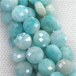 green Russian Amazonite coin beads, faceted circle, approx 10mm dia [GB11379-10MM]