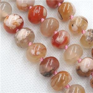 peach Cherry blossom Agate beads, rondelle, approx 16mm [GB11386]