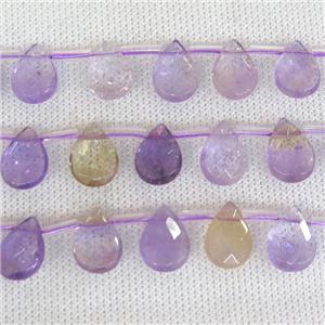 Ametrine beads, faceted teardrop, top-drilled, approx 13x18mm [GB11401-13X18MM]