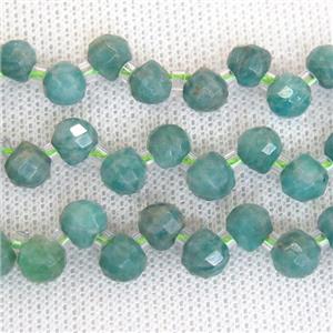 green Russian Amazonite beads, faceted teardrop, top-drilled, approx 7mm [GB11416]