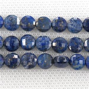 blue Lapis Beads, faceted coin, approx 8mm dia [GB11437-8MM]