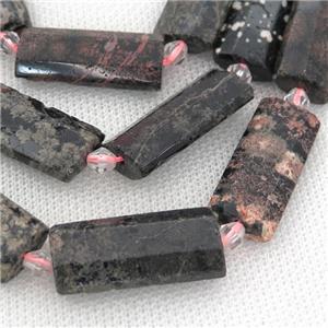 red Snowflake Jasper beads, faceted rectangle, approx 14-28mm [GB11447]