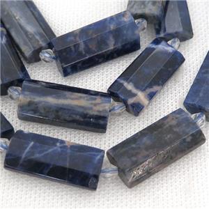 blue Sodalite Beads, faceted rectangle, approx 14-28mm [GB11450]