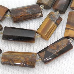 Tiger eye stone beads, faceted rectangle, approx 14-28mm [GB11456]