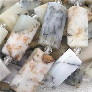 white Moss Opal Jasper Beads, faceted rectangle, approx 14-28mm [GB11461]