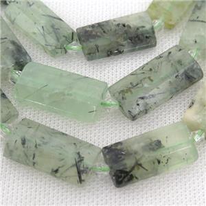green Prehnite Beads, faceted rectangle, approx 14-28mm [GB11465]