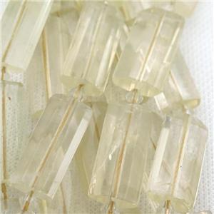 lemon Quartz Beads, faceted rectangle, approx 14-28mm [GB11467]