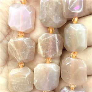 peach Moonstone square beads, approx 15x15mm [GB11490]