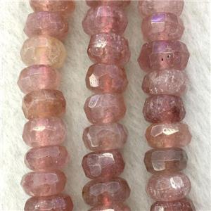 pink Strawberry Quartz beads, faceted rondelle, approx 5-9mm [GB11518]