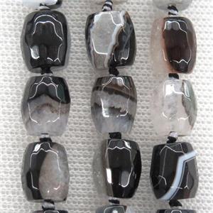 white Agate Druzy beads, faceted barrel, approx 9-11mm [GB11524]