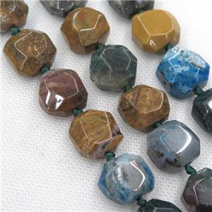 Ocean Agate beads, faceted freeform, multicolor, approx 16-18mm [GB11541]