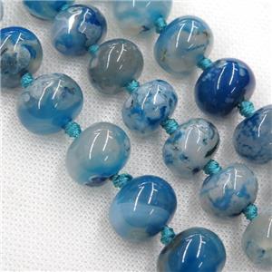 blue Cherry blossom Agate rondelle beads, approx 16mm dia [GB11542]
