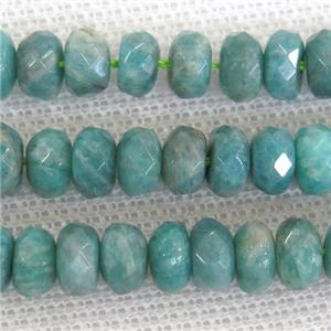 green Russian Amazonite beads, faceted rondelle, approx 5x8mm [GB11555]