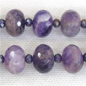 Dogtooth Amethyst Beads, faceted rondelle, approx 13-18mm [GB11562]