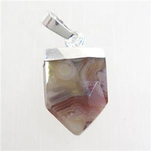 botsawan agate pendant, faceted arrowhead, silver plated, approx 10-15mm [GM10189]
