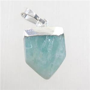 blue Amazonite pendant, faceted arrowhead, silver plated, approx 10-15mm [GM10190]