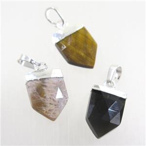 mix gemstone arrowhead pendant, silver plated, approx 10-15mm [GM10192]