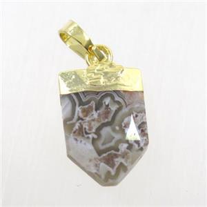 botswana agate arrowhead pendant, gold plated, approx 10-15mm [GM10194]