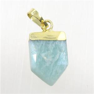 blue Amazonite pendant, faceted arrowhead, gold plated, approx 10-15mm [GM10195]