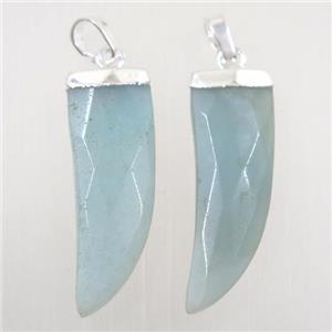 blue Amazonite horn pendant, silver plated, approx 10-30mm [GM10216]