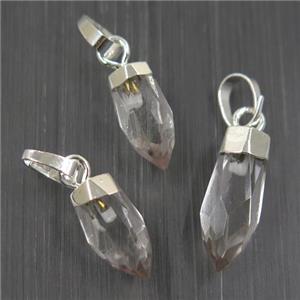 Quartz Crystal bullet pendant, silver plated, approx 5-16mm [GM10261-L]