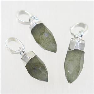Labradorite bullet pendant, silver plated, approx 5-12mm [GM10264-S]