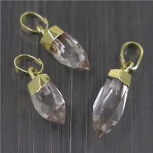 Crystal Quartz bullet pendant, gold plated, approx 5-16mm [GM10270-L]