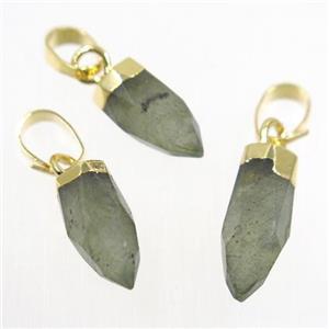 Labradorite bullet pendant, gold plated, approx 5-12mm [GM10273-S]