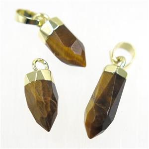 yellow Tiger eye stone pendant, faceted bullet, gold plated, approx 5-16mm [GM10274-L]