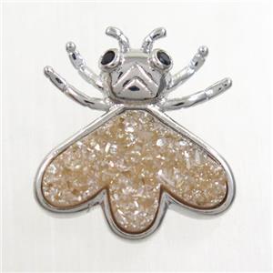 gold champagne druzy quartz honey pendant, platinum plated, approx 15-17mm [GM10281]