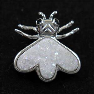 white AB-color Druzy quartz honey pendant, platinum plated, approx 15-17mm [GM10285]