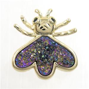 rainbow druzy quartz honey pendant, gold plated, approx 15-17mm [GM10290]