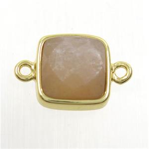 peach MoonStone connector, square, gold plated, approx 12x12mm [GM10301]