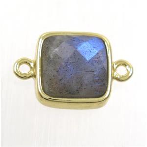 Labradorite connector, square, gold plated, approx 12x12mm [GM10302]