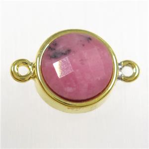rhodonite circle connector, gold plated, approx 12mm dia [GM10306]