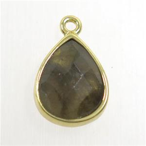 Labradorite pendant, teardrop, gold plated, approx 11-13mm [GM10458]