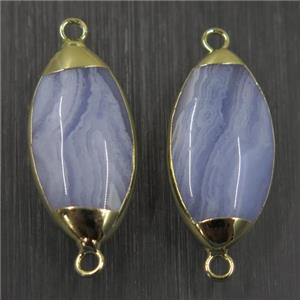 Blue Lace Agate connector, oval, gold plated, approx 13-27mm [GM10489]