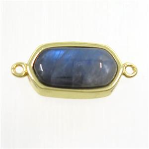Labradorite connector, oval, gold plated, approx 10-18mm [GM10505]