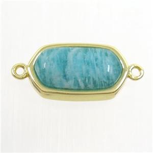 green Amazonite connector, oval, gold plated, approx 10-18mm [GM10507]