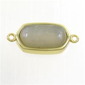 gray MoonStone connector, oval, gold plated, approx 10-18mm [GM10508]
