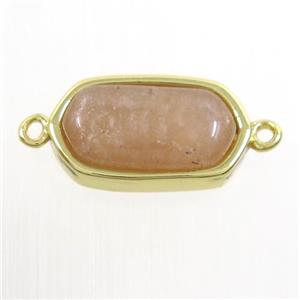 peach MoonStone connector, oval, gold plated, approx 10-18mm [GM10509]