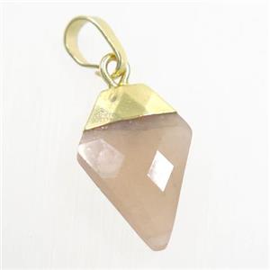 peach MoonStone arrowhead pendant, gold plated, approx 11-16mm [GM10546]
