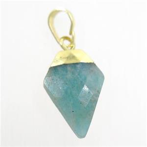 green Amazonite arrowhead pendant, gold plated, approx 11-16mm [GM10549]