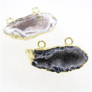 Druzy Agate pendant with 2loops, geode, gold plated, approx 15-35mm [GM10561]